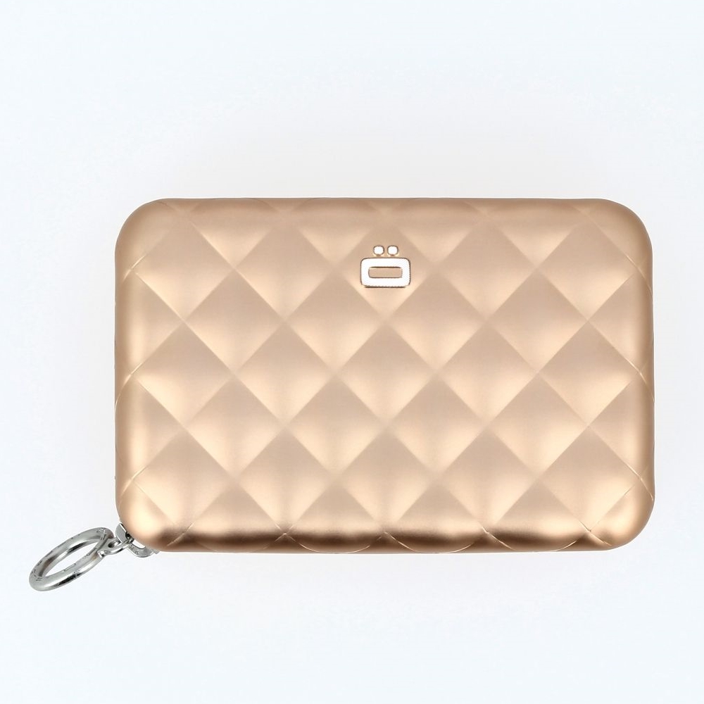 OGON Aluminum Wallet Quilted Zipper - Rose Gold